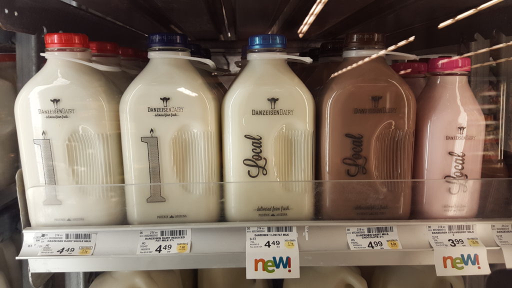 Danzeisen Dairy milk products are made locally in Laveen, AZ.