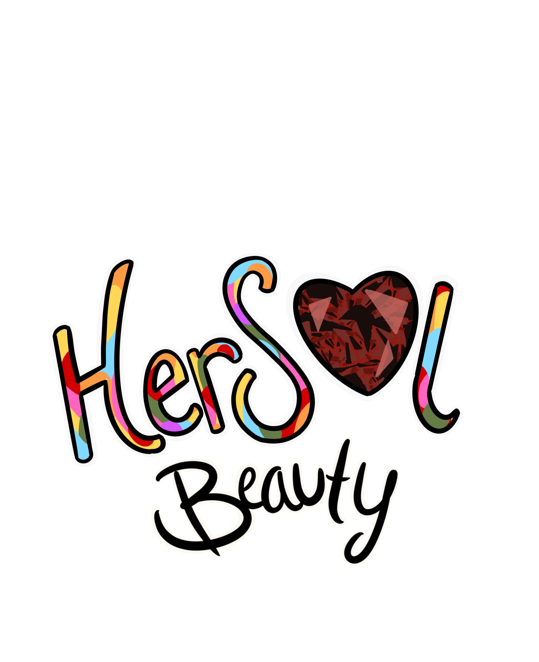 Log for HerSol Beauty feature the words in bright ethnic colors.